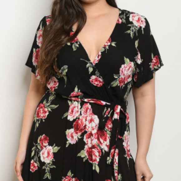 FLORAL BLACK MAXI DRESS - Picture 2 of 6